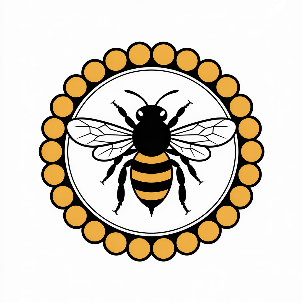 Flat vector illustration of a bee badge