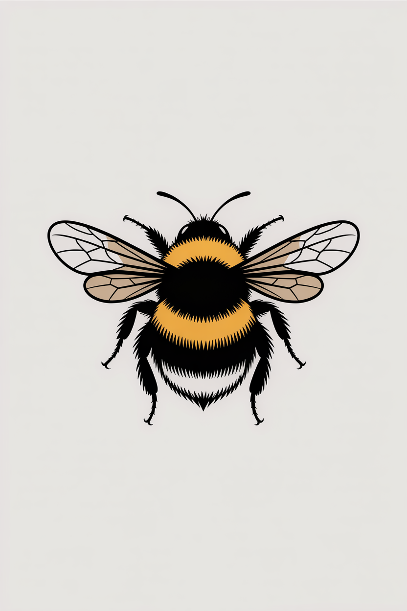 Flat vector illustration of a fluffy bumblebee