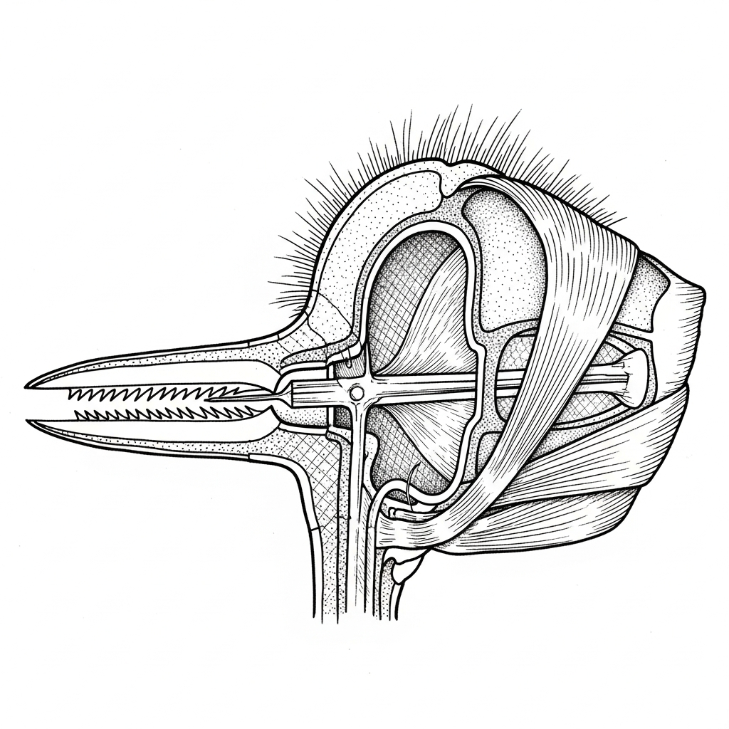 Line art illustration of a bee stinger