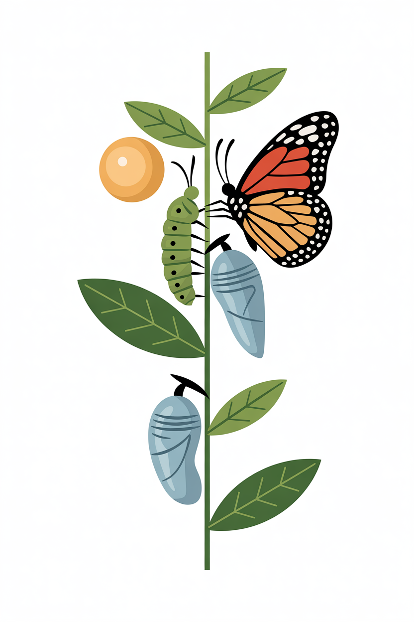 Flat vector illustration of butterfly life cycle