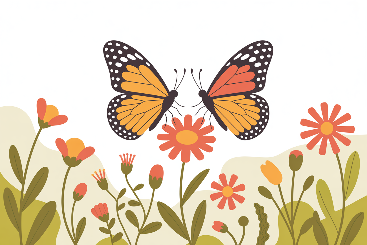 Flat vector illustration of a pair of butterflies