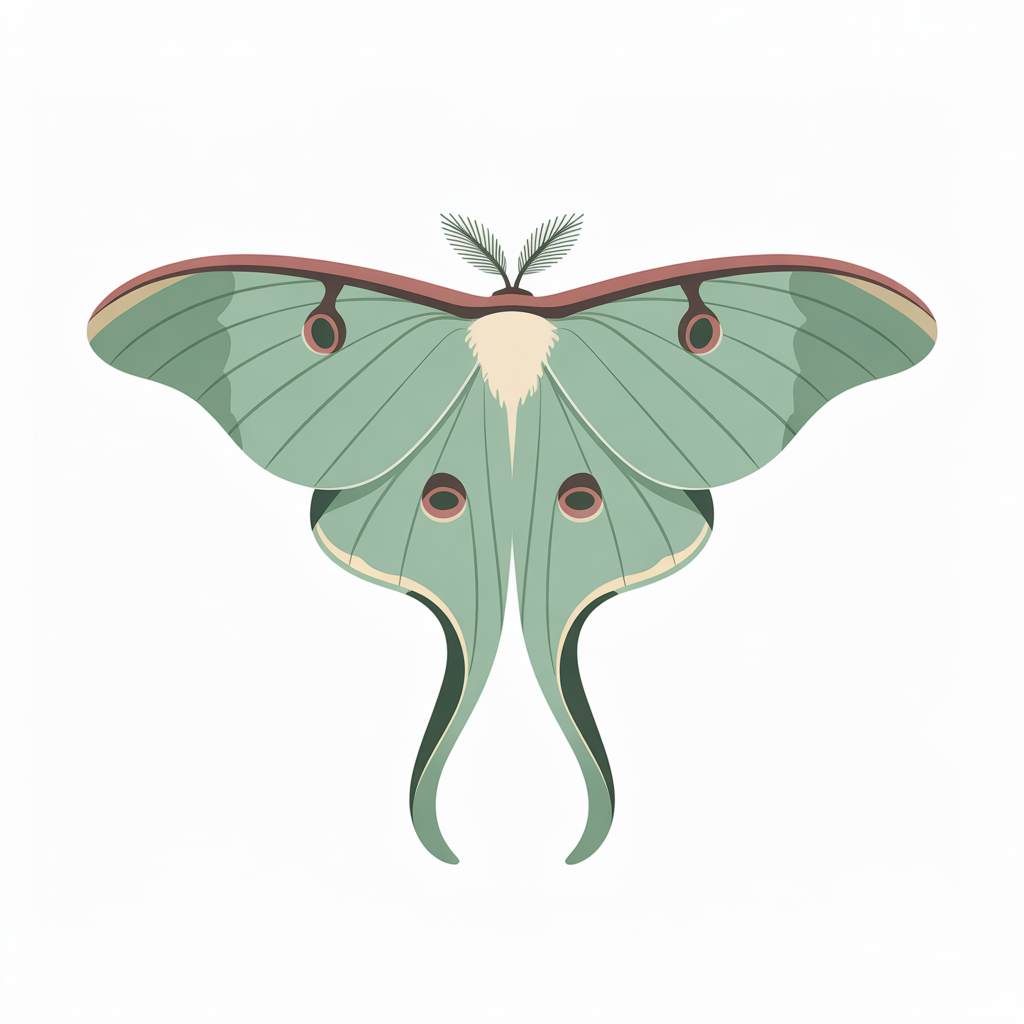 Flat vector illustration of a luna moth