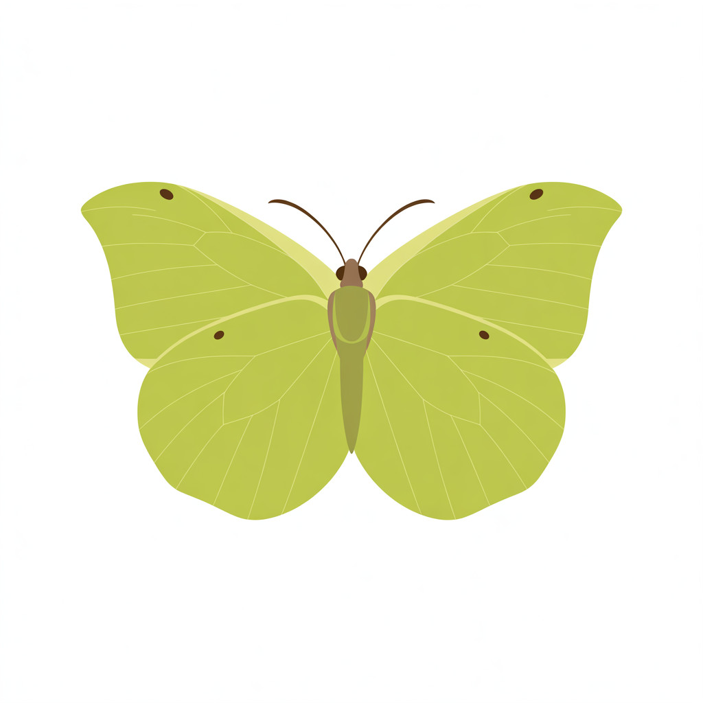 Flat vector illustration of a yellow brimstone butterfly