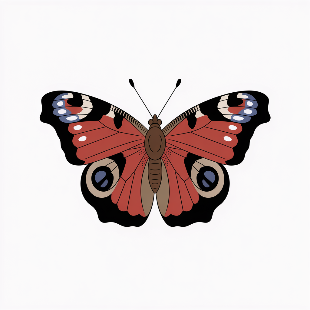 Flat vector illustration of a peacock butterfly