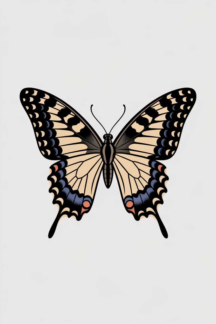 Flat vector illustration of a swallowtail butterfly