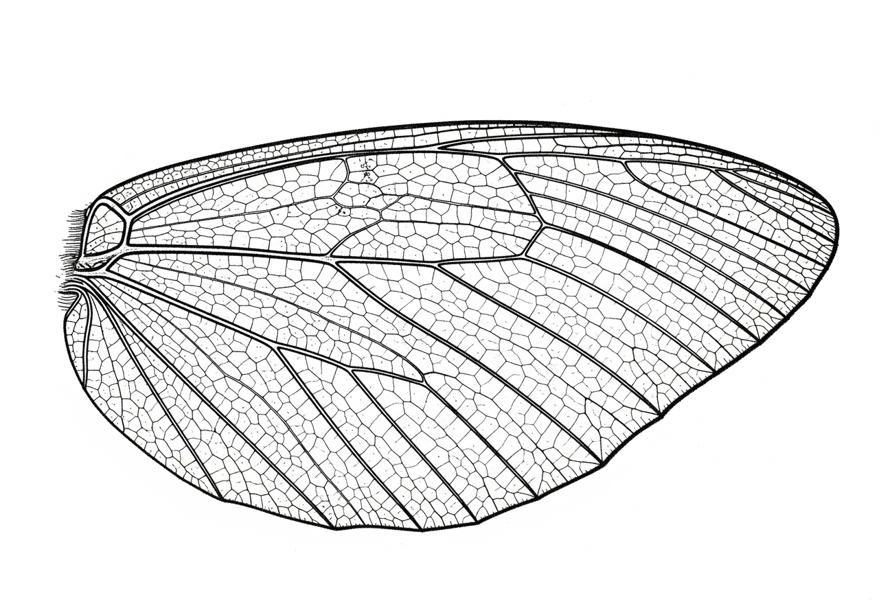 Line art illustration of butterfly wing venation