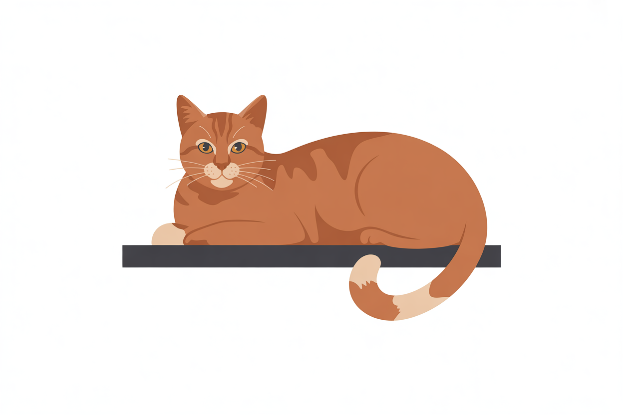 Flat vector illustration of a ginger cat on a windowsill