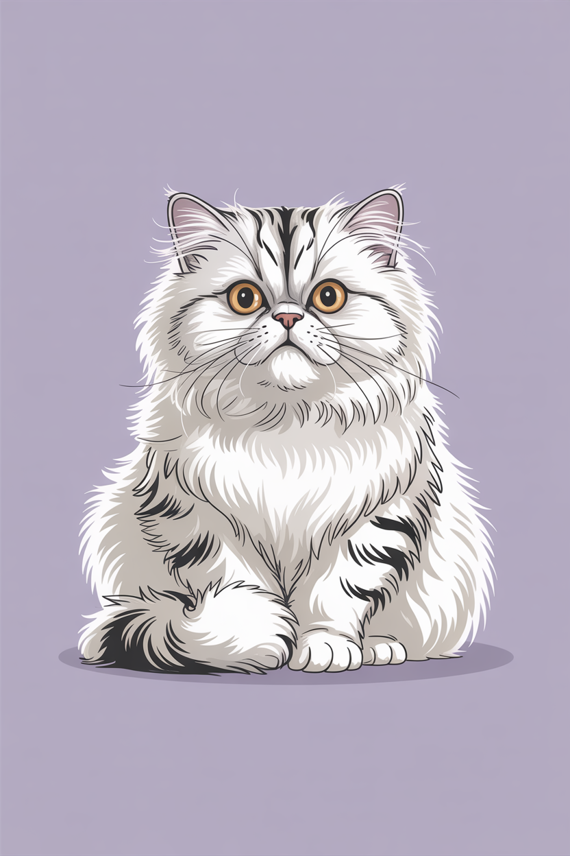Flat vector illustration of a Persian cat