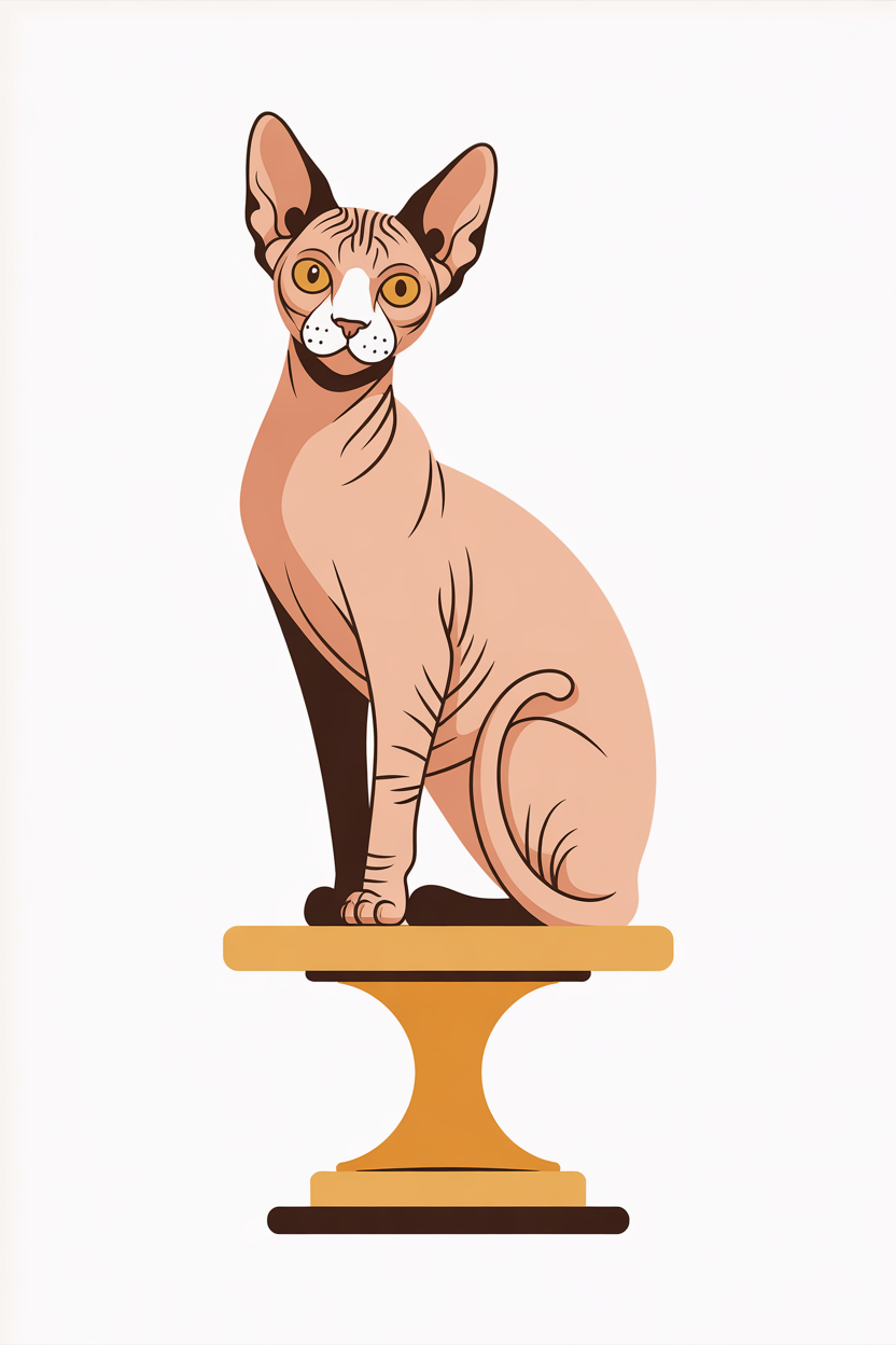 Flat vector illustration of a Sphynx cat