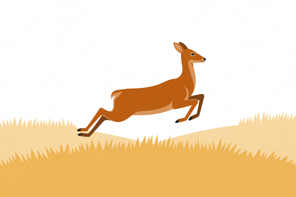Flat vector illustration of a leaping deer