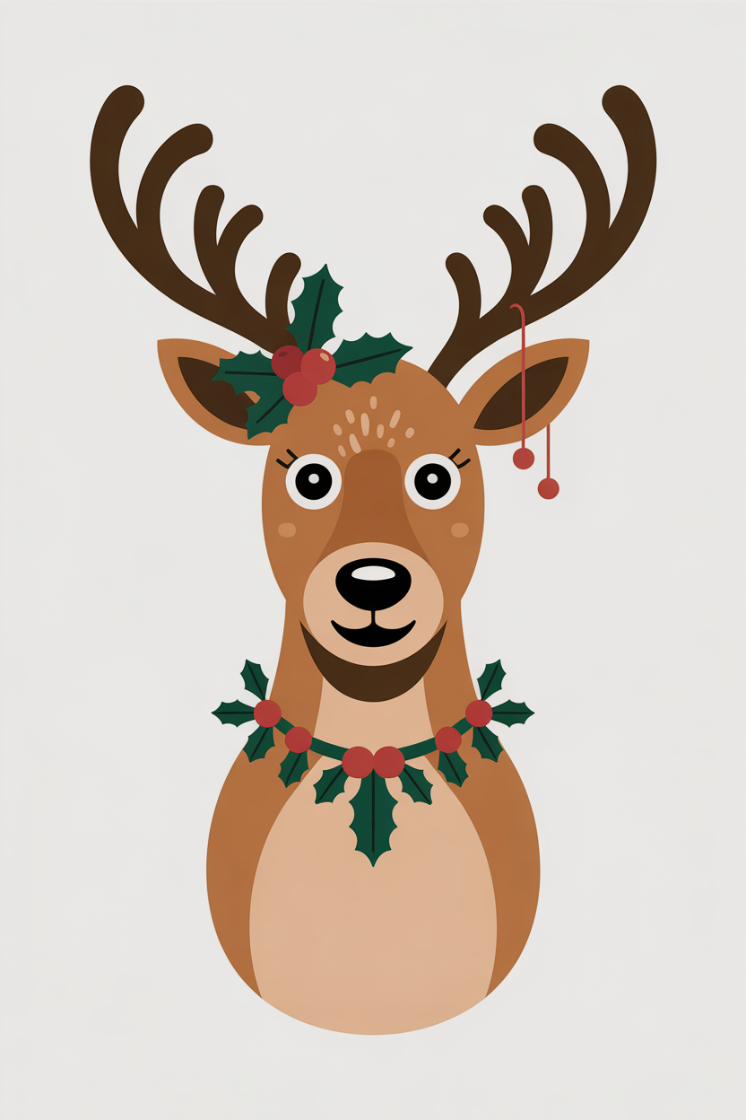 Flat vector illustration of a reindeer