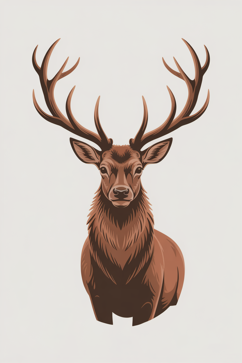 Flat vector illustration of a stag with antlers