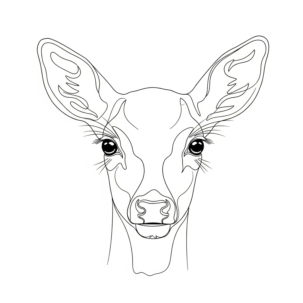 Line art illustration of a deer face