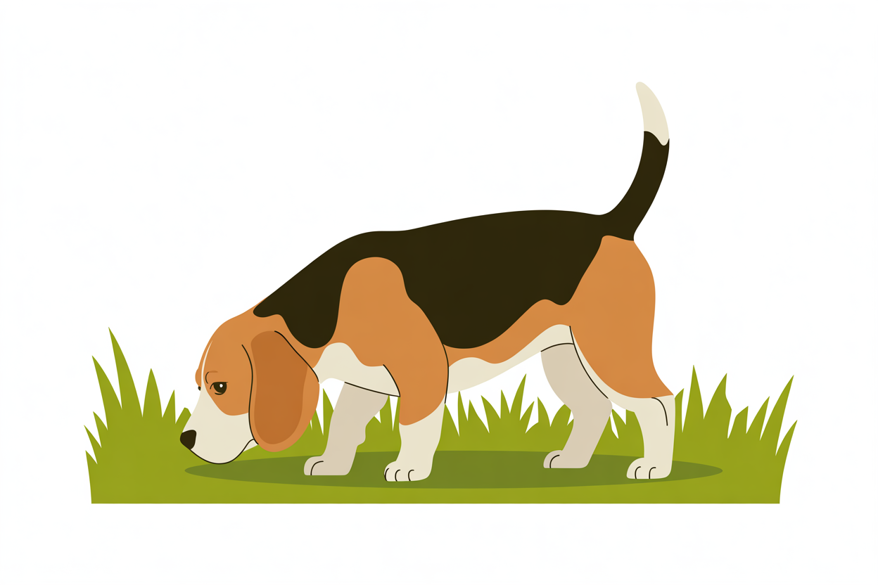 Flat vector illustration of a beagle in a park