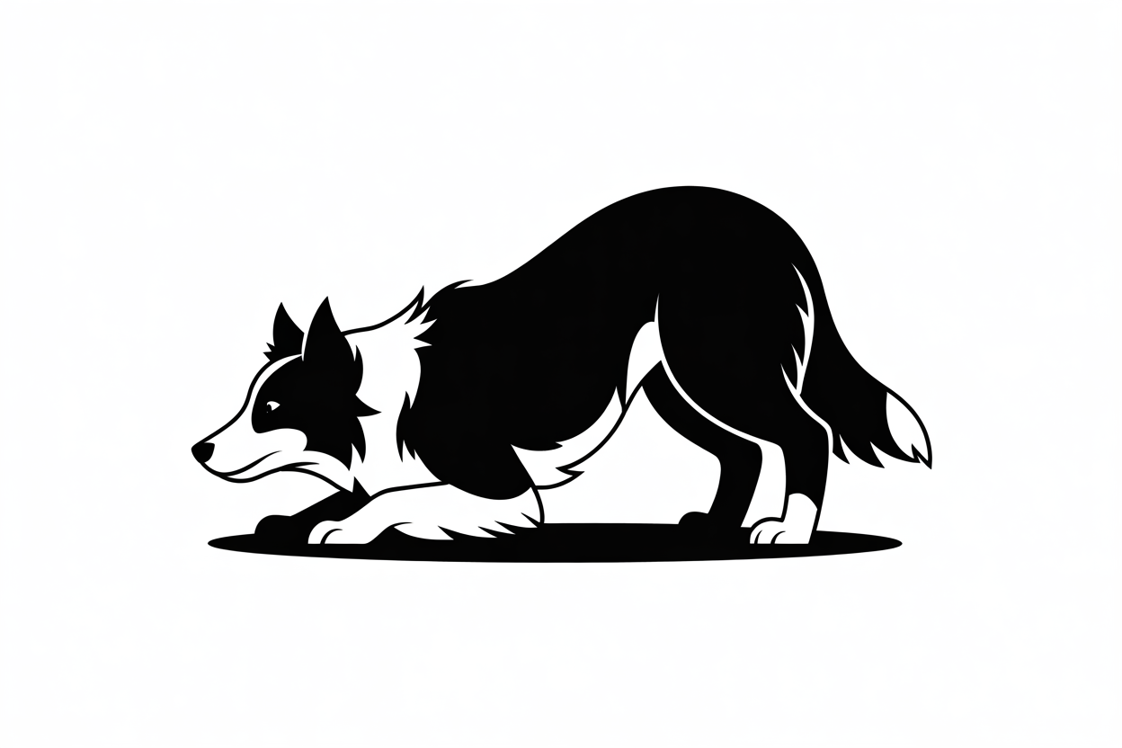 Flat vector illustration of a border collie herding