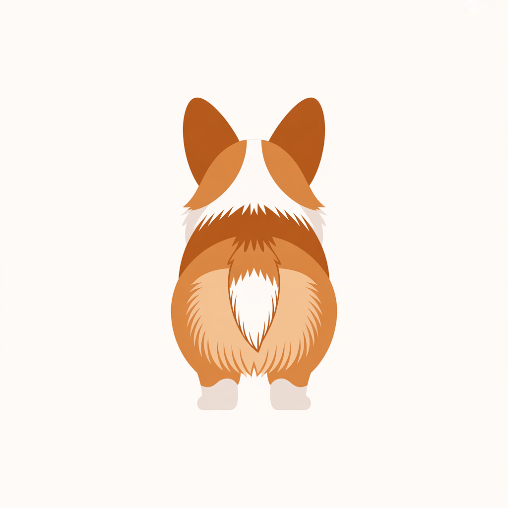 Flat vector illustration of a corgi from behind