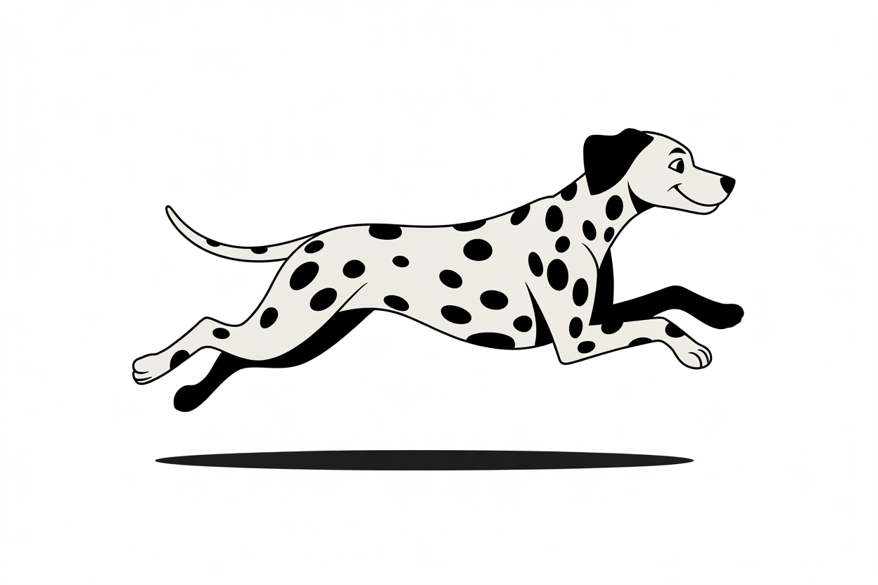 Flat vector illustration of a running dalmatian