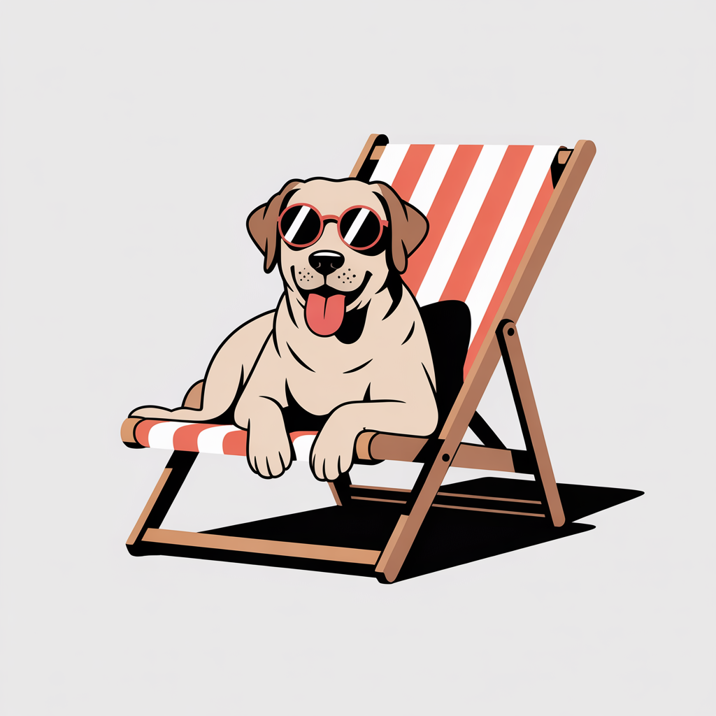 Flat vector illustration of a dog wearing sunglasses