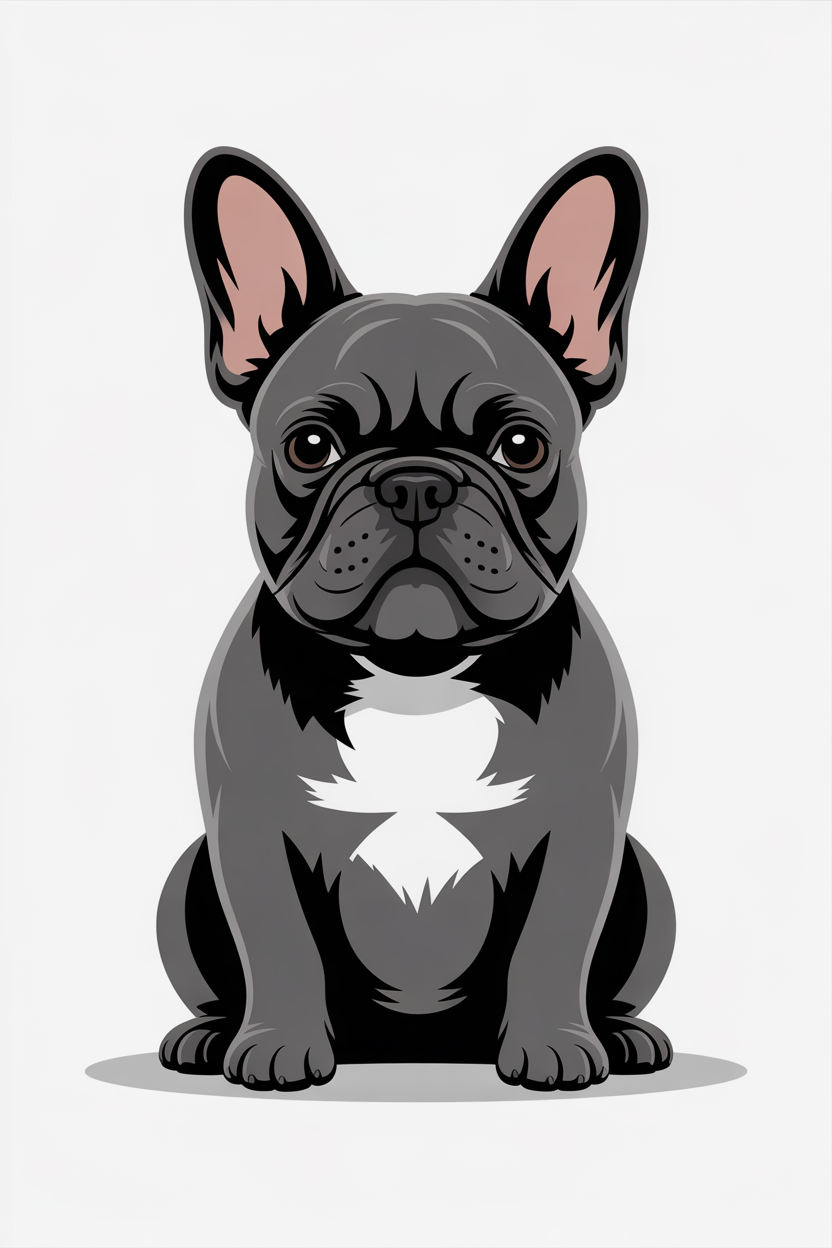 Flat vector illustration of a French bulldog