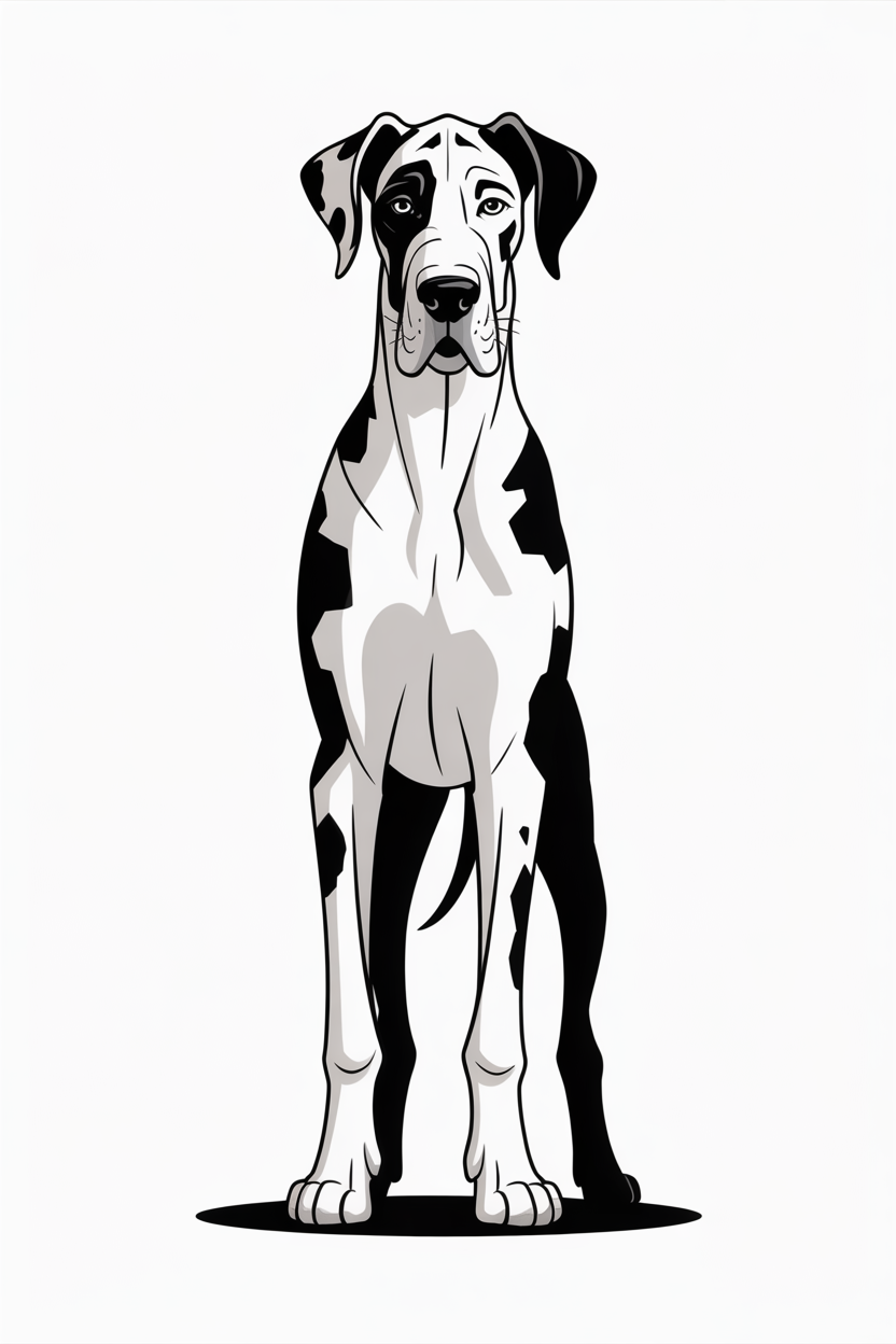 Flat vector illustration of a great dane