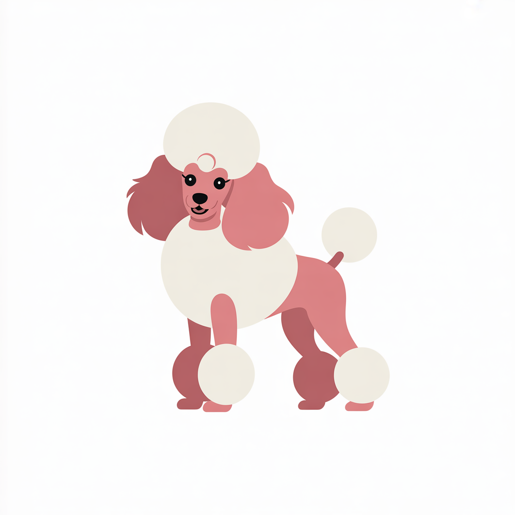 Flat vector illustration of a miniature poodle