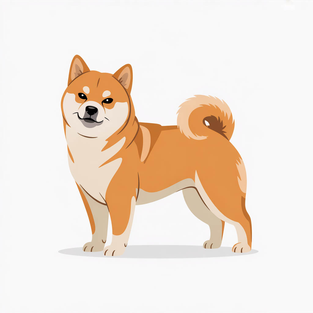 Flat vector illustration of a shiba inu