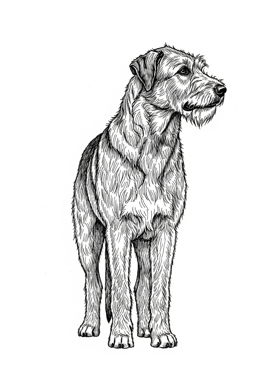 Line art illustration of an Irish wolfhound