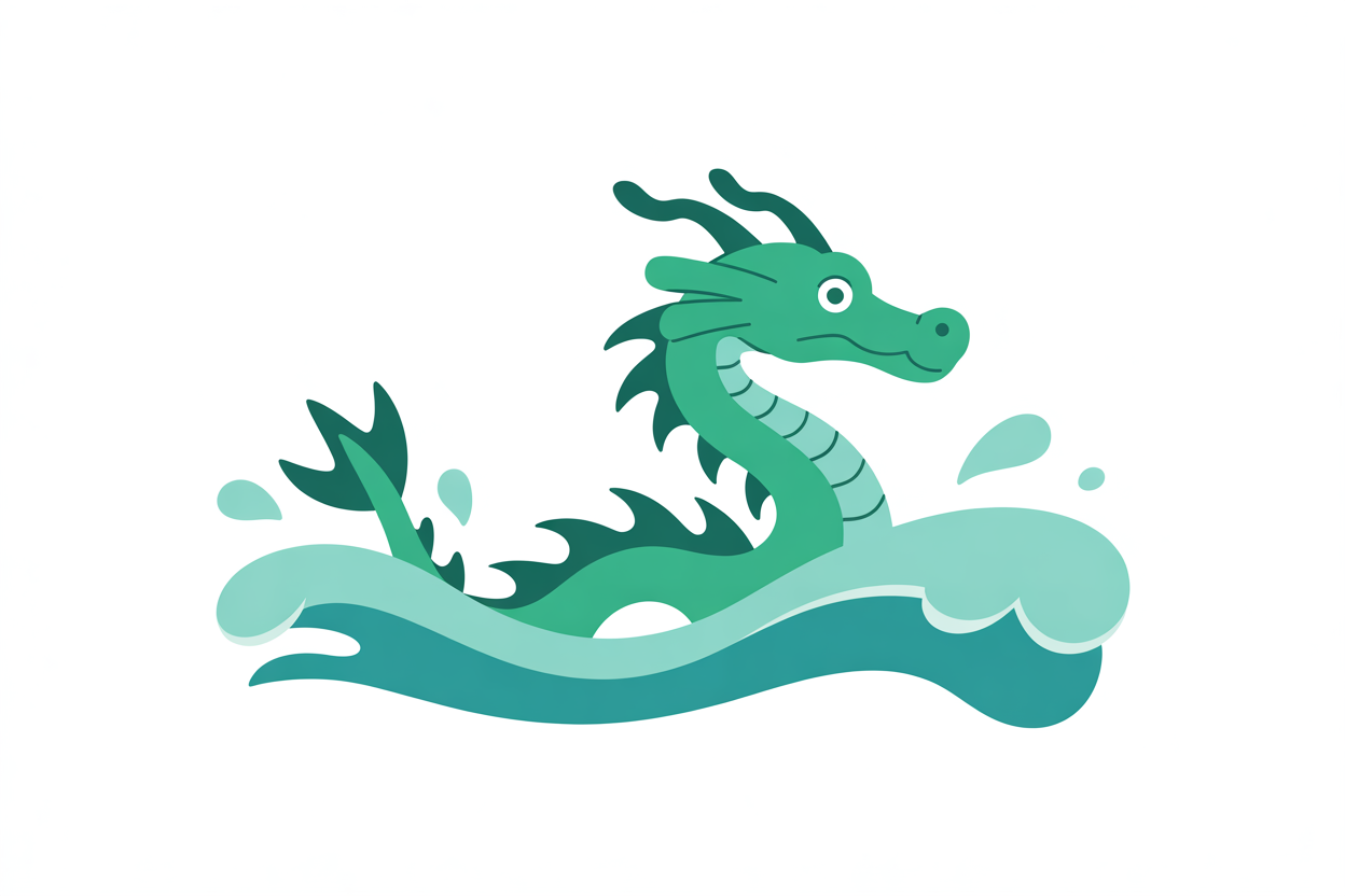 Flat vector illustration of a sea dragon