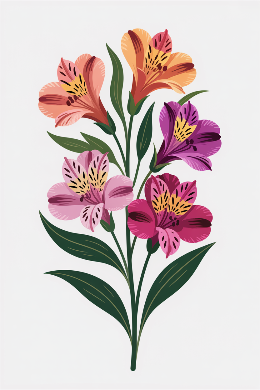 Flat vector illustration of alstroemeria flowers