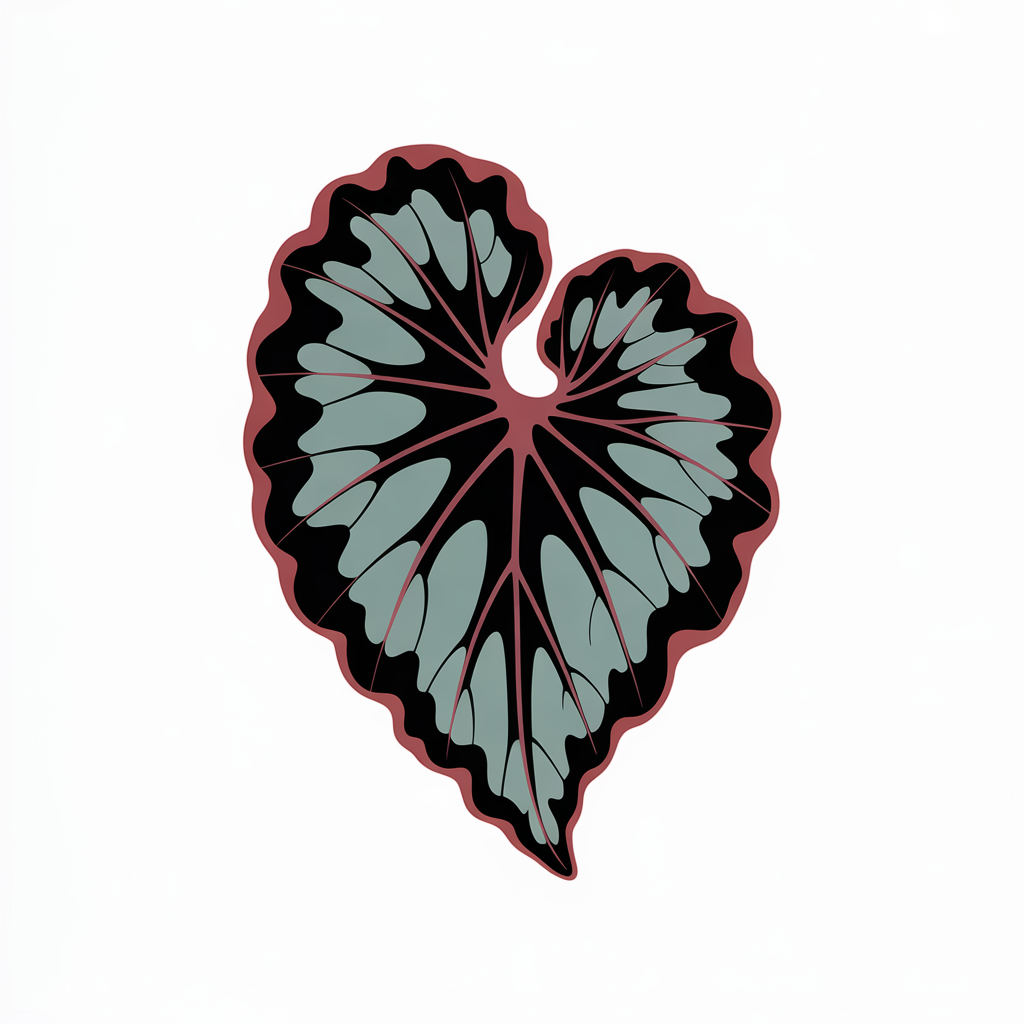 Flat vector illustration of a begonia leaf