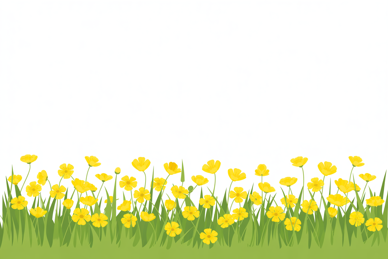 Flat vector illustration of buttercups in grass