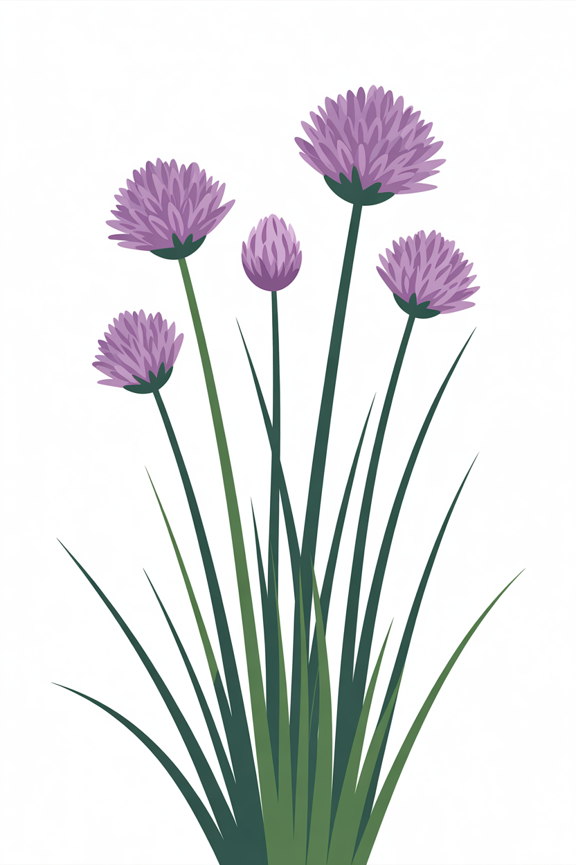Flat vector illustration of chive blossoms
