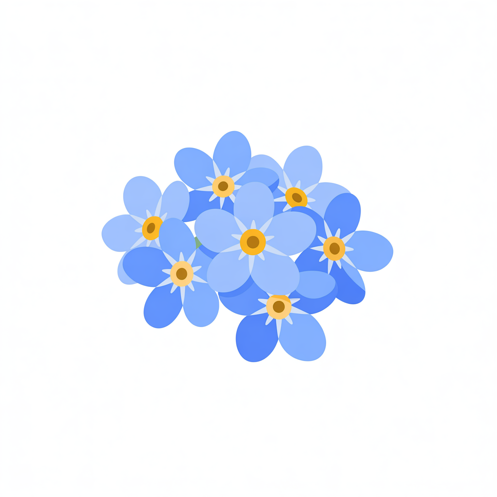 Flat vector illustration of forget-me-not flowers