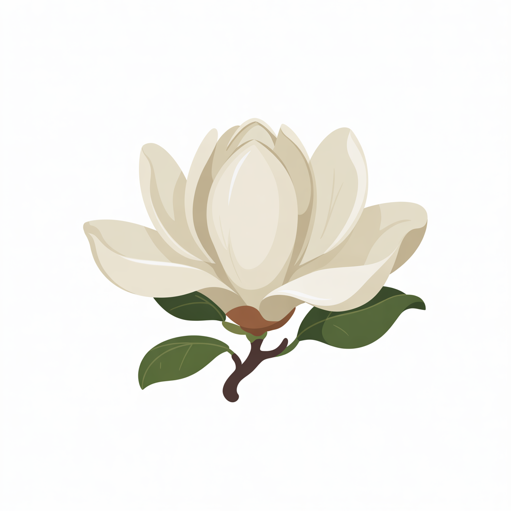 Flat vector illustration of a magnolia flower