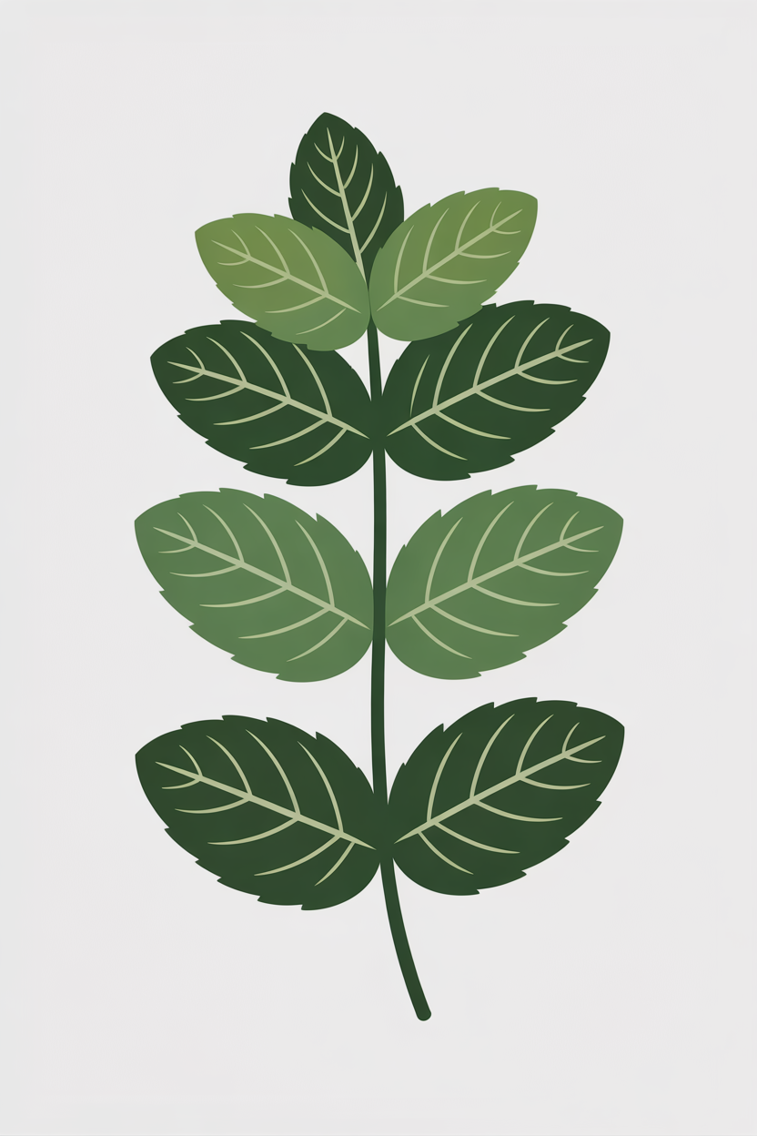 Flat vector illustration of a mint sprig