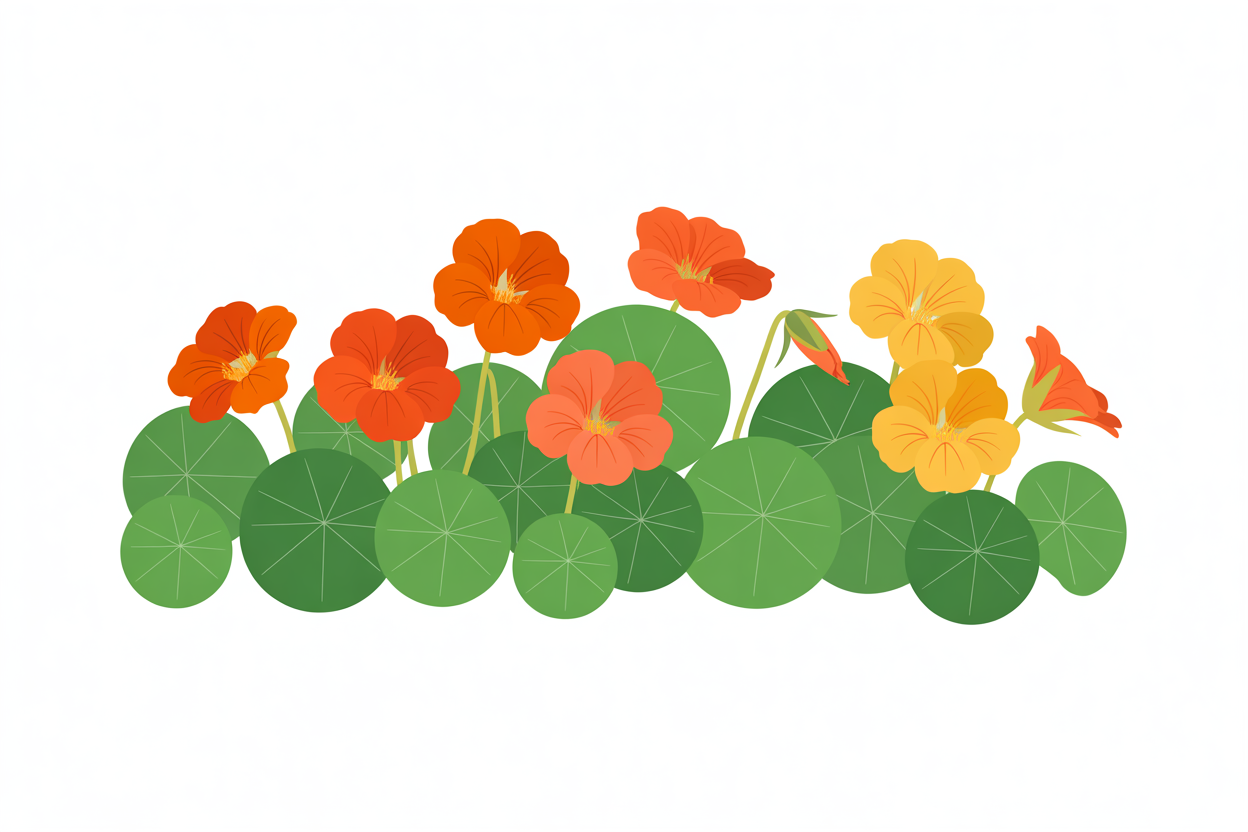 Flat vector illustration of nasturtium flowers
