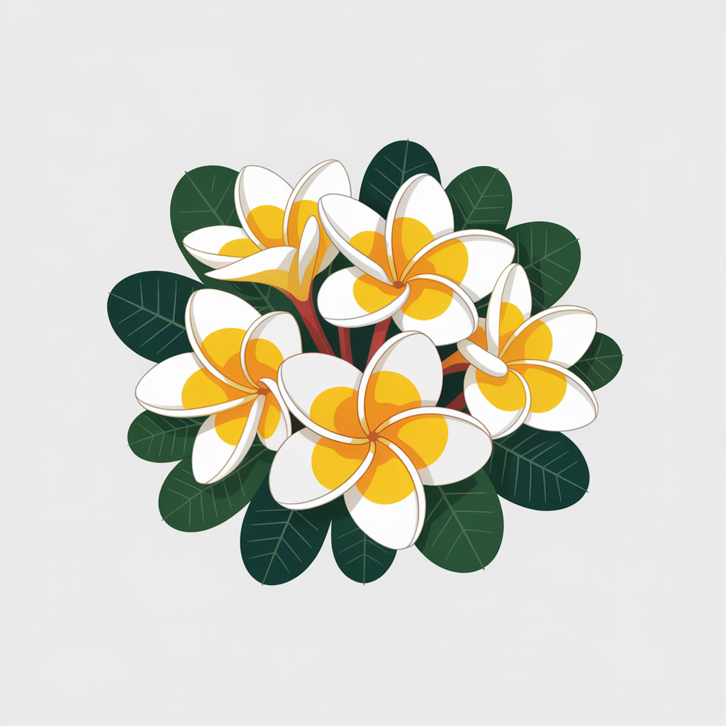Flat vector illustration of plumeria flowers