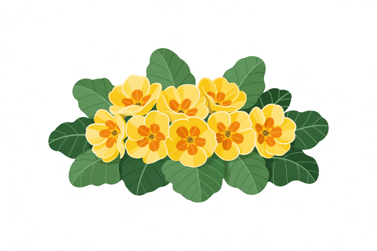 Flat vector illustration of primrose flowers