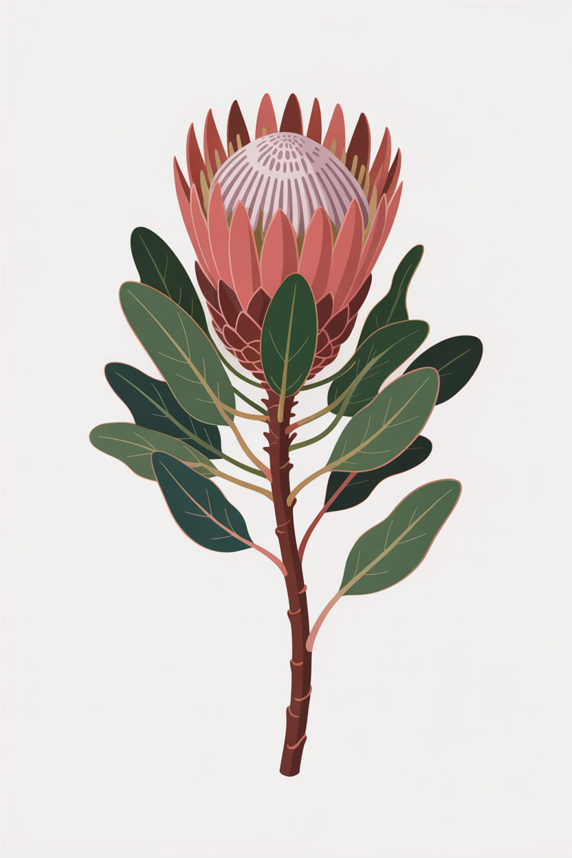 Flat vector illustration of a protea stem