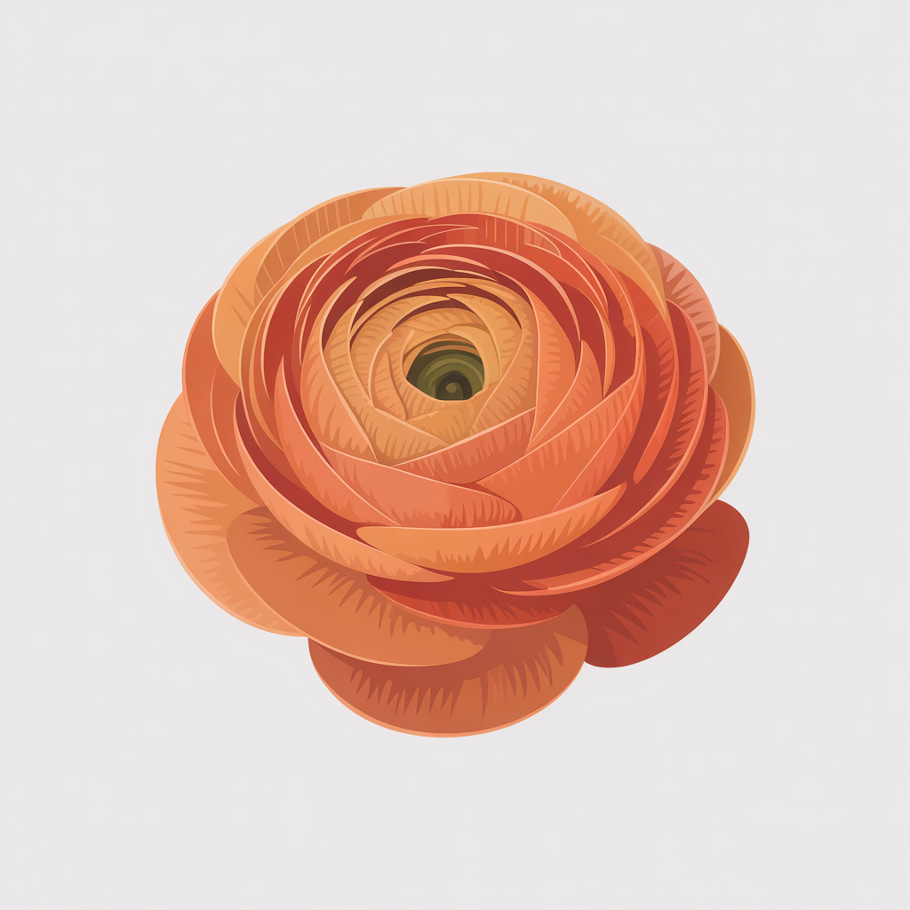 Flat vector illustration of a ranunculus flower