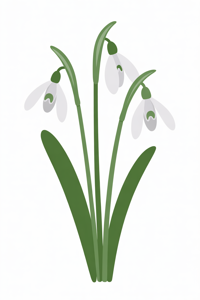 Flat vector illustration of snowdrop flowers