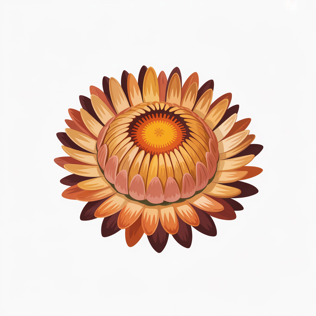 Flat vector illustration of a strawflower