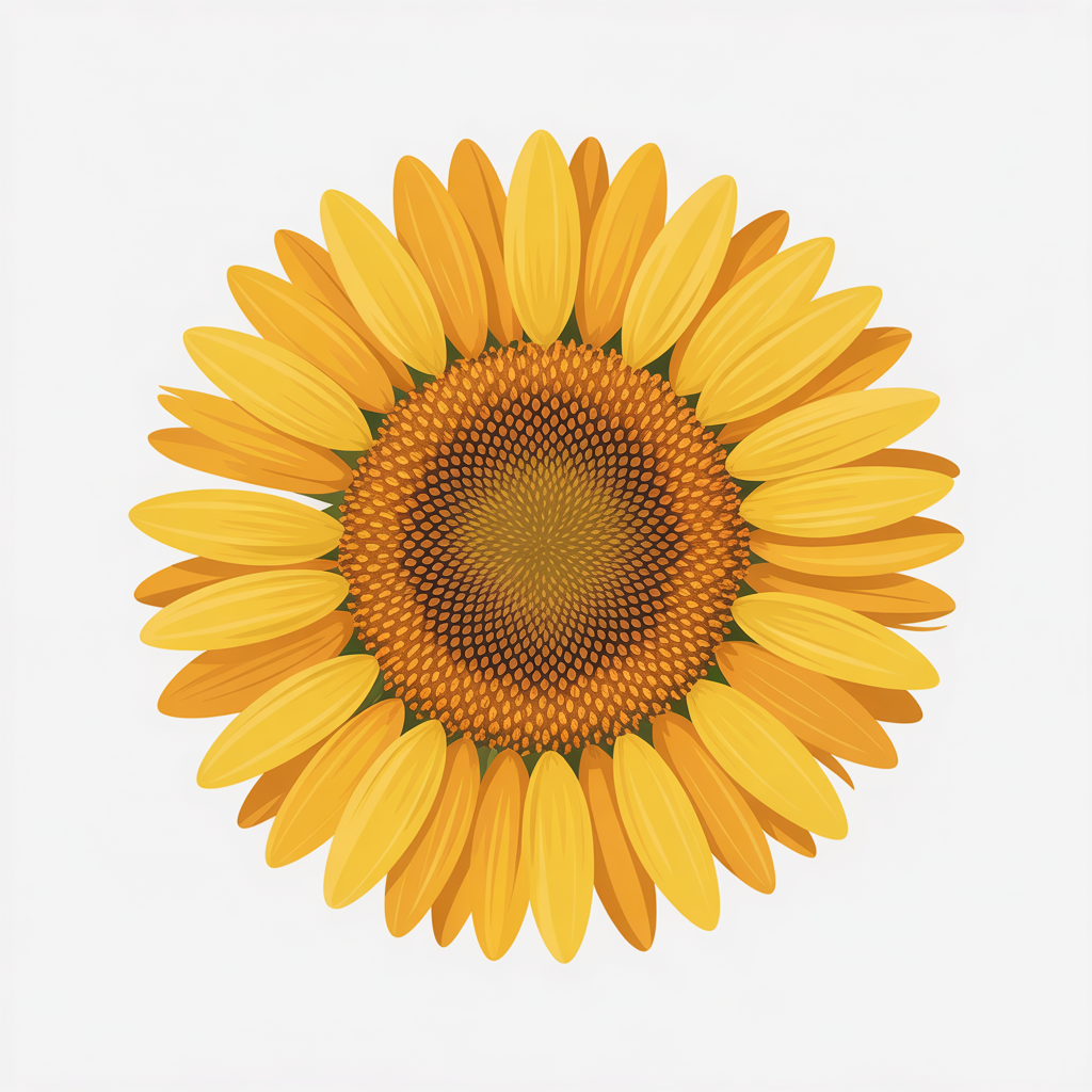 Flat vector illustration of a sunflower head