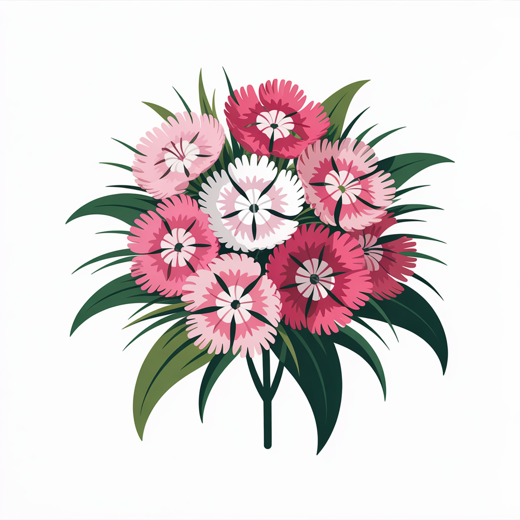 Flat vector illustration of sweet william flowers