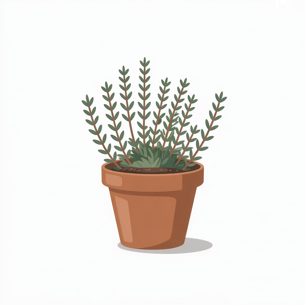 Flat vector illustration of thyme in a pot