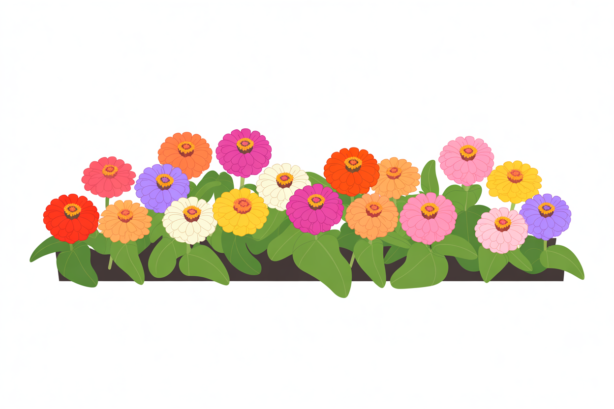 Flat vector illustration of zinnia flowers