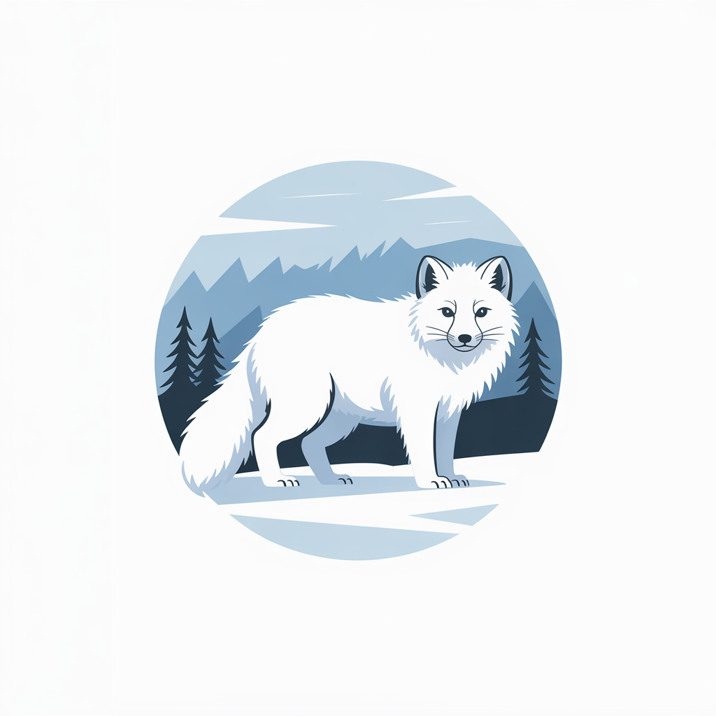 Flat vector illustration of an Arctic fox