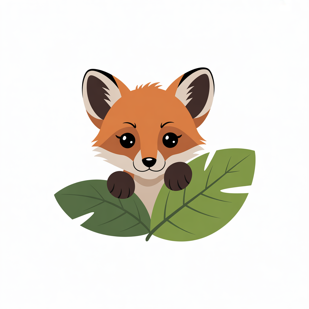 Flat vector illustration of a fox cub