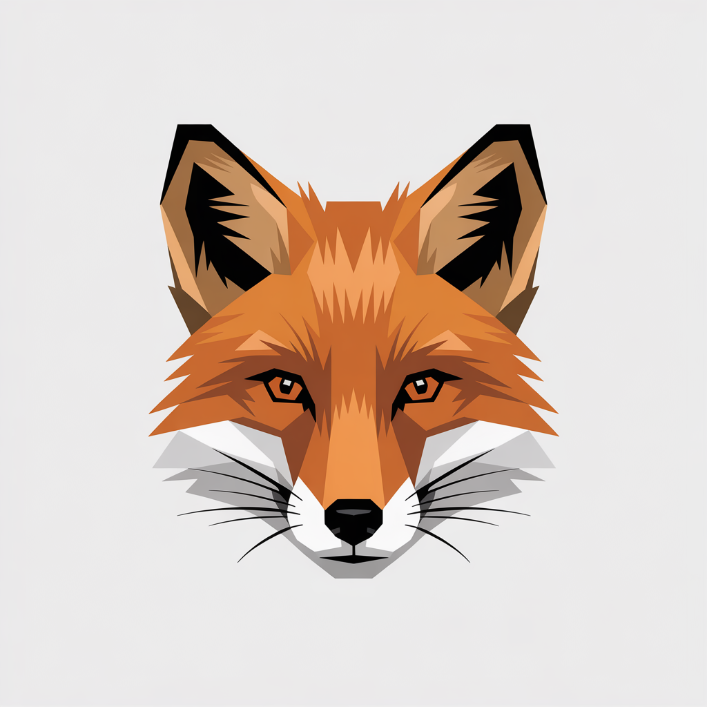 Flat vector geometric fox face illustration