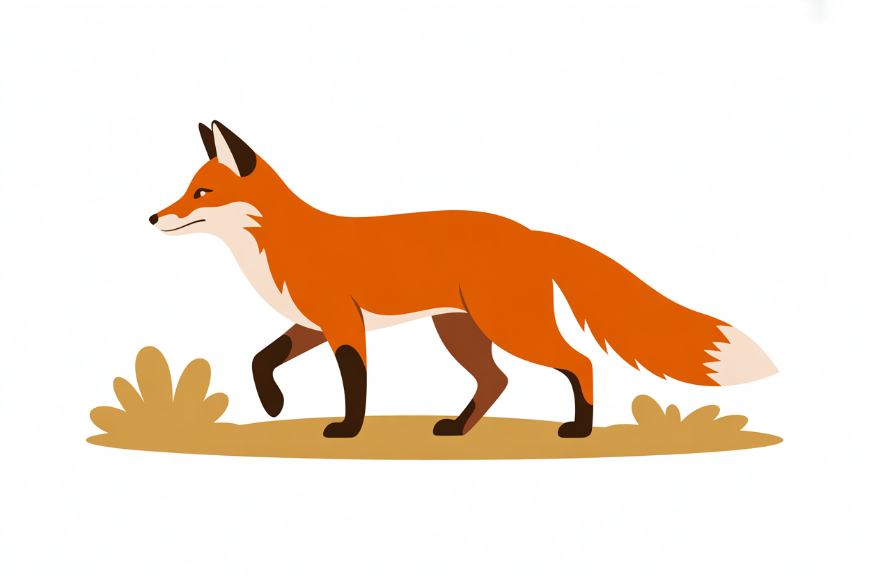 Flat vector illustration of a fox in profile
